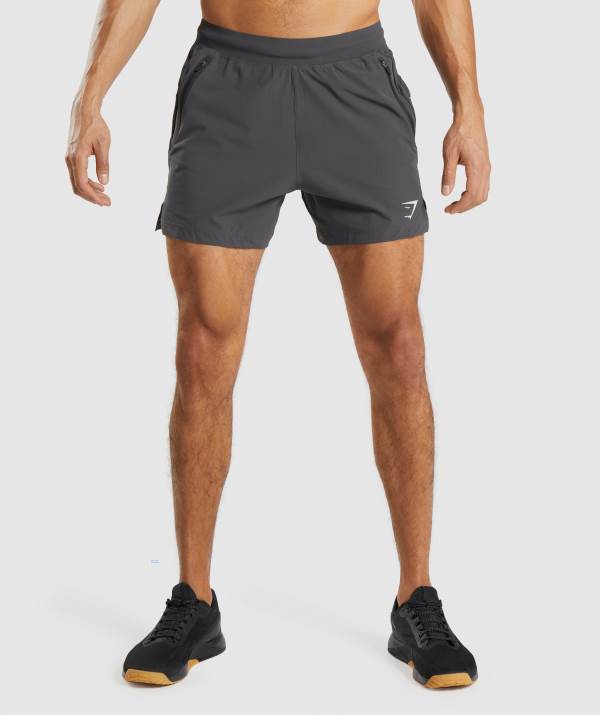 Panske Šortky Gymshark Apex 5" Perform Čierne Siva | GD4159782